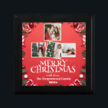 Red Elegant Merry Christmas  Family Photo Collage Gift Box<br><div class="desc">Red Elegant Merry Christmas  Family Photo Collage</div>