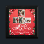 Red Elegant Merry Christmas  Family Photo Collage Gift Box<br><div class="desc">Red Elegant Merry Christmas  Family Photo Collage</div>