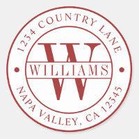 Red Elegant Monogram Return Address