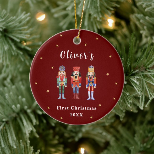Red Elegant Nutcracker Baby's Frist Christmas  Ceramic Tree Decoration (Tree)