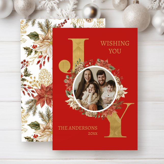 Red Elegant Photo Christmas Holiday Card (Creator Uploaded)