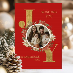 Red Elegant Photo Folded Christmas Holiday Card