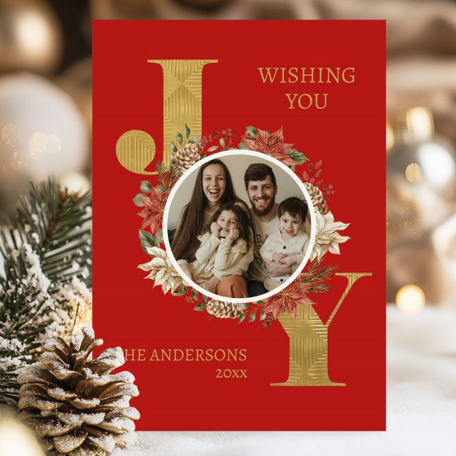 Red Elegant Photo Folded Christmas Holiday Card (Creator Uploaded)