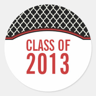 Red Elegant Quatrefoil Graduation Stickers