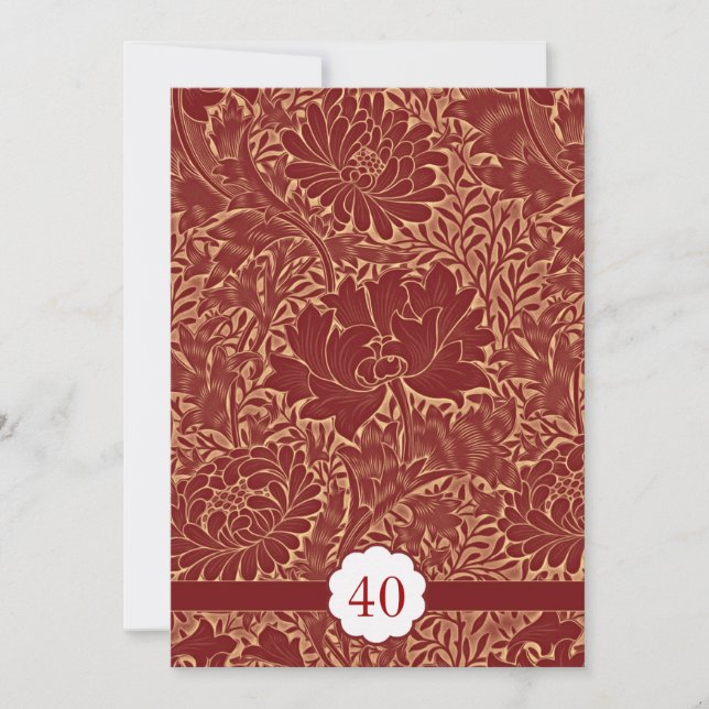 red elegant retro wedding anniversary invitations (Front)