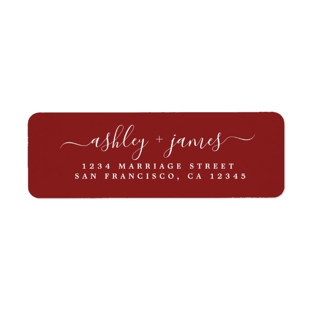 Red Elegant Script Wedding Return Address (Front)