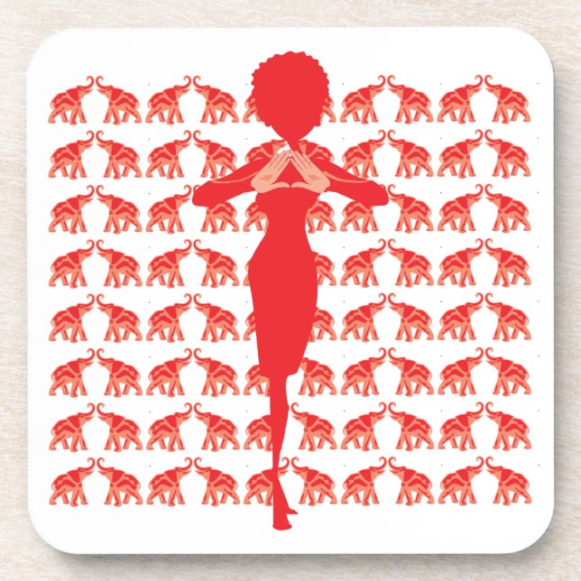Red Elephant Cork Coaster (Front)