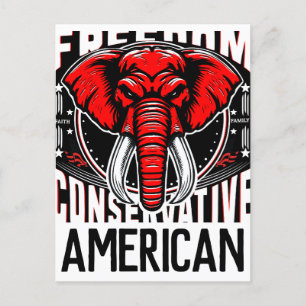 Red Elephant Faith Family Freedom Conservative Postcard