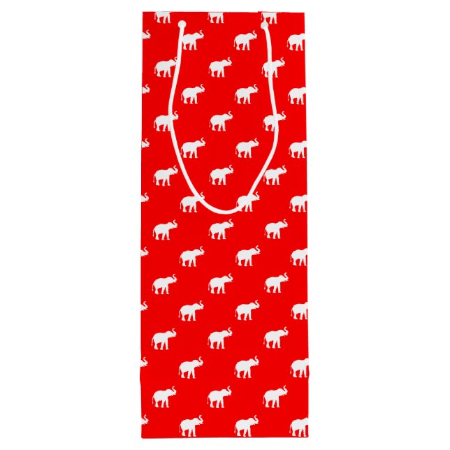 Red Elephant Girly illustration Wine Gift Bag (Back)