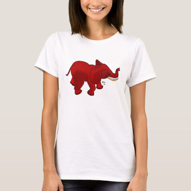 Red Elephant on Ladies Shirt (Front)