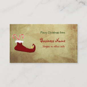 Red Elf Slipper with Candy Canes Business Card