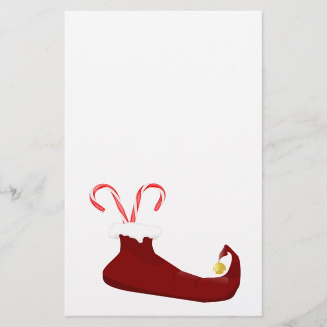 Red Elf Slipper with Candy Canes Scrapbook Paper (Front)