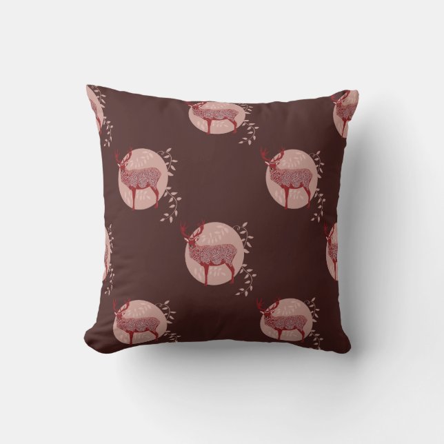 Red Elk patterns Cushion (Front)