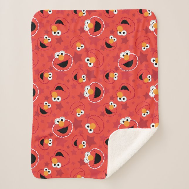 Red Elmo Faces Pattern Sherpa Blanket (Front)