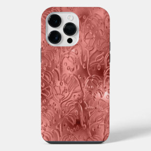 RED EMBOSSED METALLIC LOOK ORNAMATION iPhone 14 PRO MAX CASE