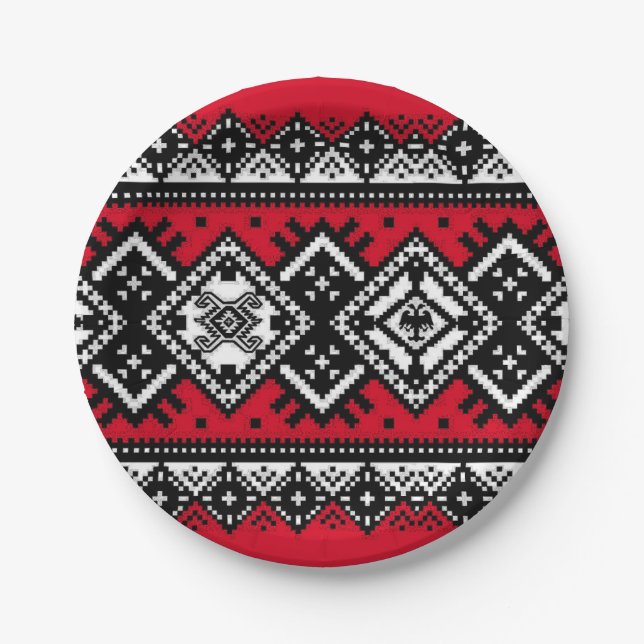 Red Embroidery Paper Plate (Front)