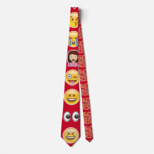 red emoji mens neck tie