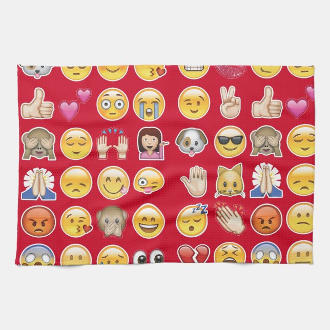 red emoji tea towel (Horizontal)