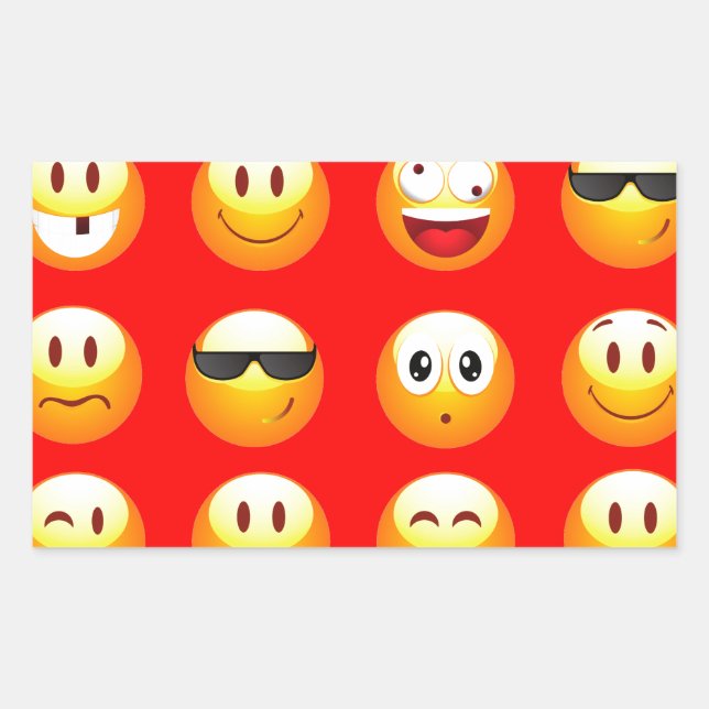 red emojis rectangular sticker (Front)