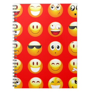 red emojis spiral notebook