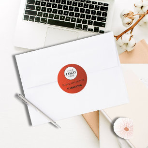 Red Employee Logo Name Sticker