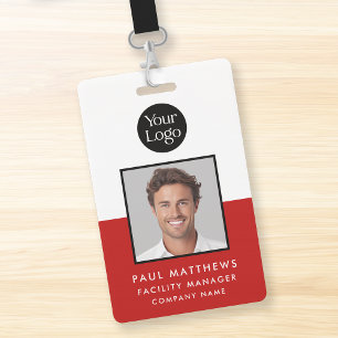 Red Employee Photo Company ID ID Badge