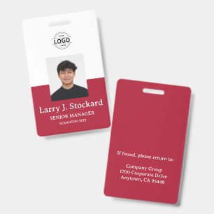 Red Employee Photo ID Company Security Badge