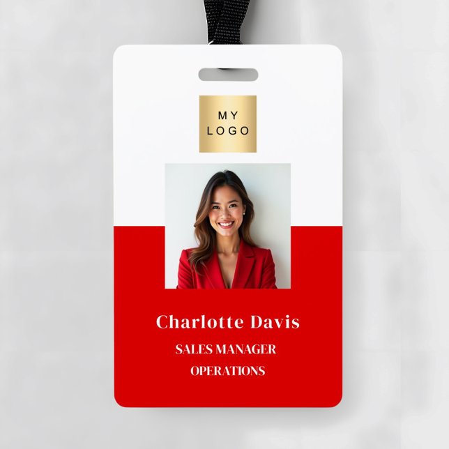 Red employee photo ID company security Badge (Creator Uploaded)