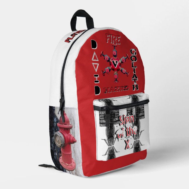 Red End Times  Printed Backpack (Back Corner Left)