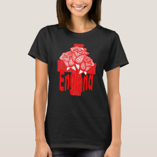 Red England Text Isolated St George Cross And Rose T-Shirt