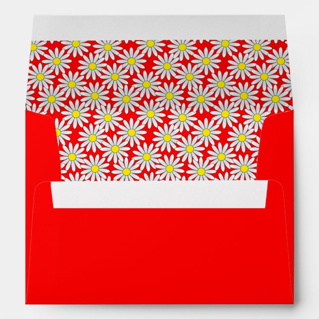 Red Envelope, White Daisy Lined Envelope (Back (Bottom))