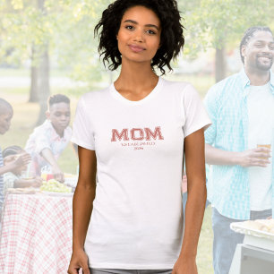 Red Established Mom Name Year T-Shirt
