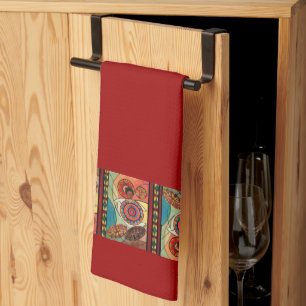 Red Ethiopian Art Kitchen Towel