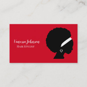 Red Ethnic Afro Natural Haircare Beautician  Business Card