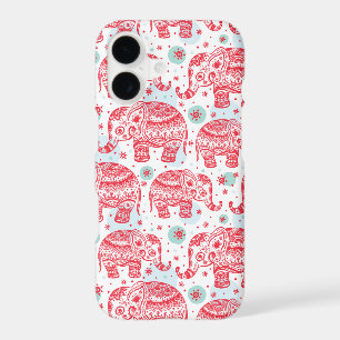 Red Ethnic Elephant Pattern