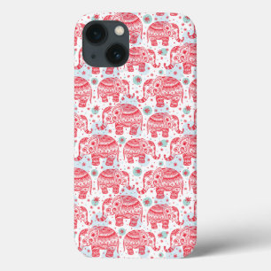 Red Ethnic Elephant Pattern iPhone 13 Case