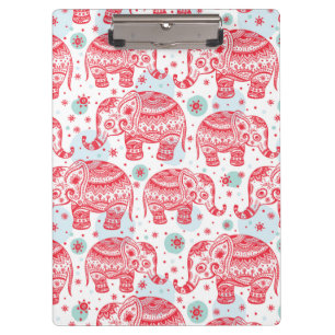 Red Ethnic Elephant Pattern Clipboard