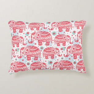 Red Ethnic Elephant Pattern Decorative Cushion
