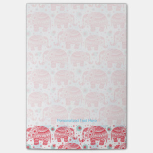 Red Ethnic Elephant Pattern Post-it Notes