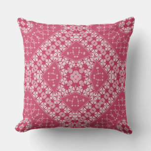 red ethnic ornament geometric pattern cushion