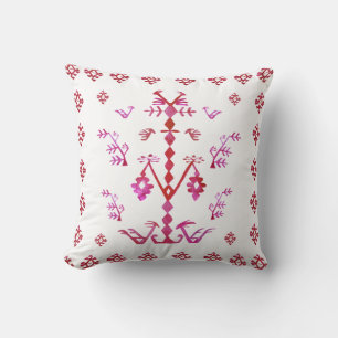 Red Ethnic Tribal Tree of Life Watercolor Pattern Cushion