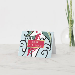 Red Eucalyptus Gum Nut Floral Pattern Gift Card