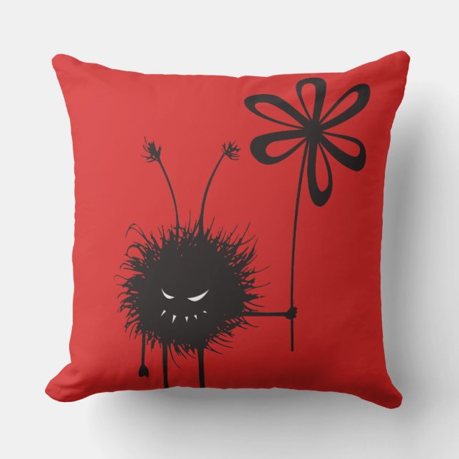 Red Evil Flower Bug Gothic Outdoor Cushion (Front)