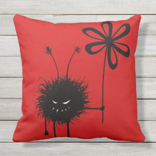 Red Evil Flower Bug Gothic Outdoor Cushion