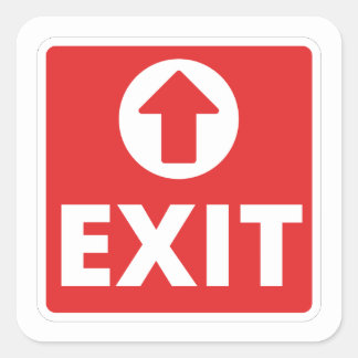 Red Exit Rectangular Square Sticker