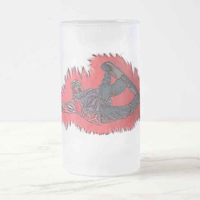 Red explosion snowboarder frosted beer mug (Center)