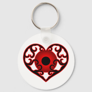 Red eyeball in heart key ring