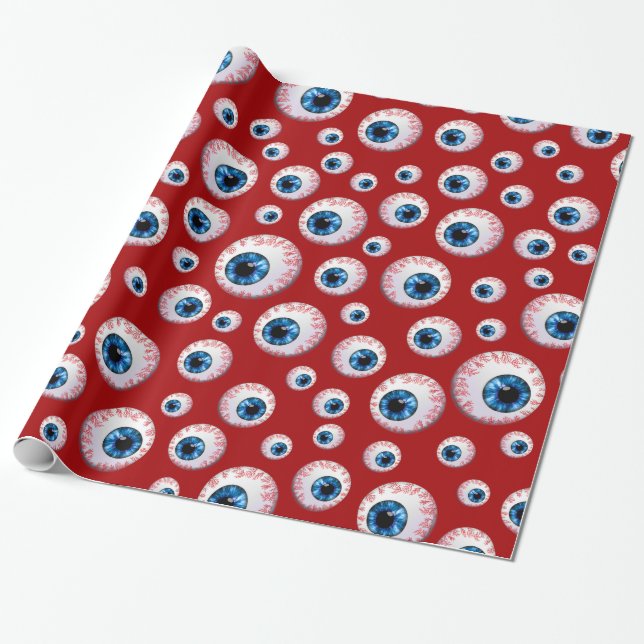 Red eyeball pattern wrapping paper (Unrolled)