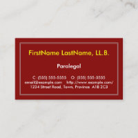 Red & Eyecatching Paralegal Business Card