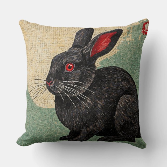 Red-Eyed Black Rabbit Cushion (Front)